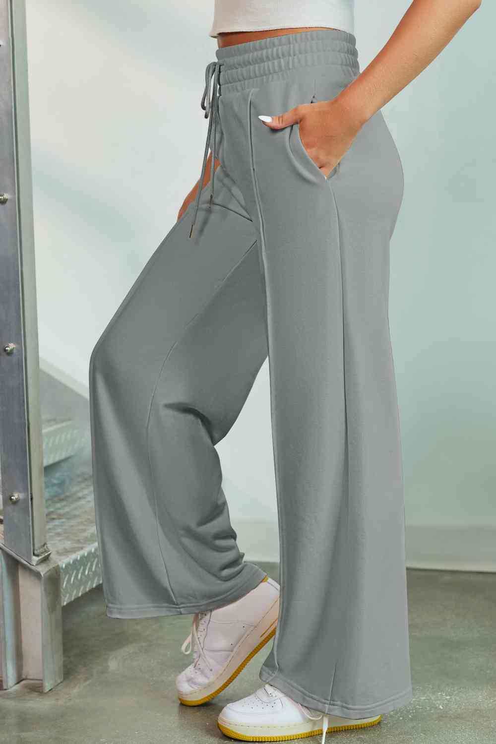 Drawstring Wide Leg Pants with Pockets BLUE ZONE PLANET