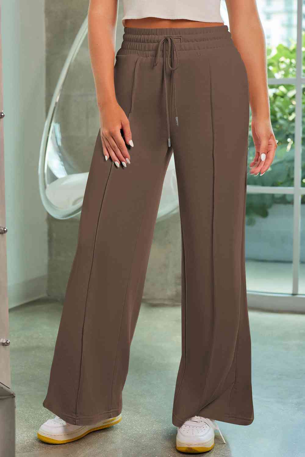 Drawstring Wide Leg Pants with Pockets BLUE ZONE PLANET