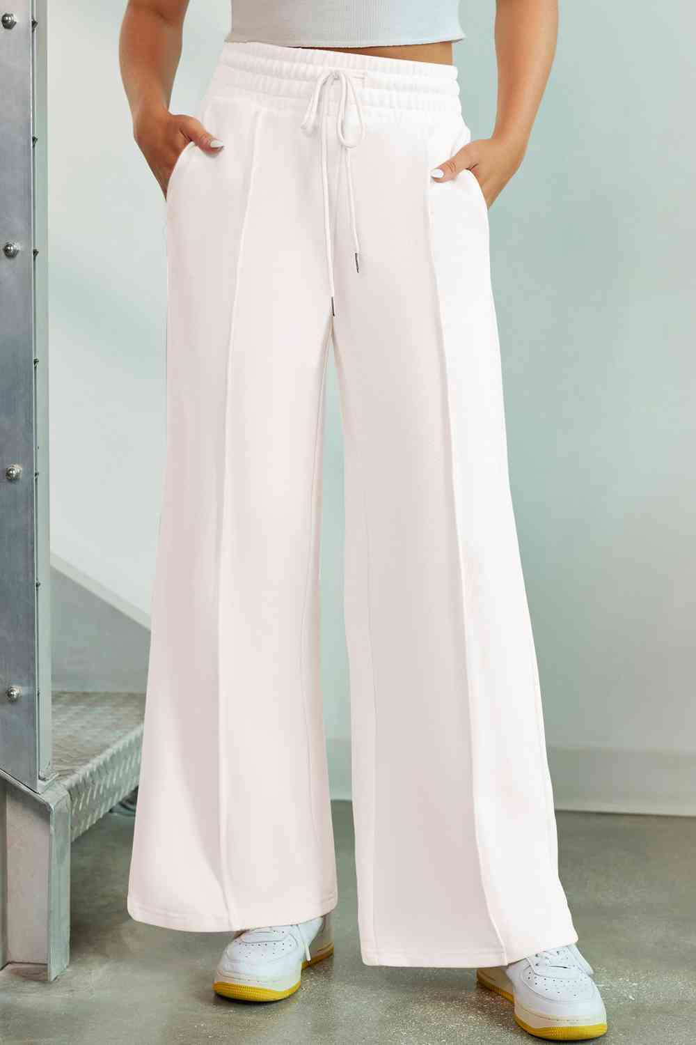 Drawstring Wide Leg Pants with Pockets BLUE ZONE PLANET