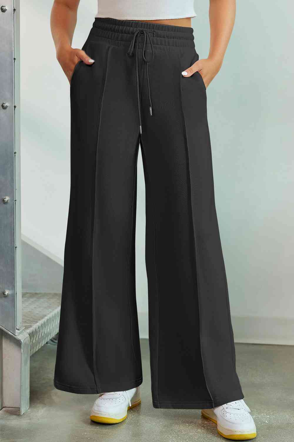 Drawstring Wide Leg Pants with Pockets BLUE ZONE PLANET