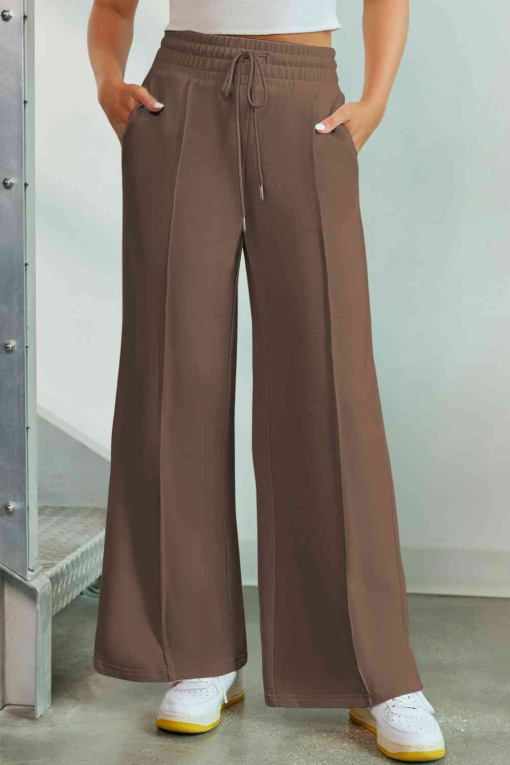 Drawstring Wide Leg Pants with Pockets BLUE ZONE PLANET