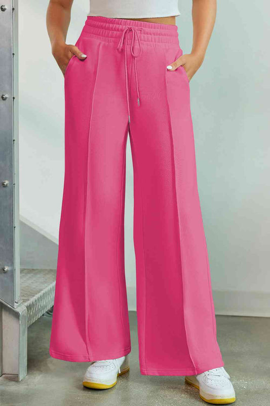 Drawstring Wide Leg Pants with Pockets BLUE ZONE PLANET