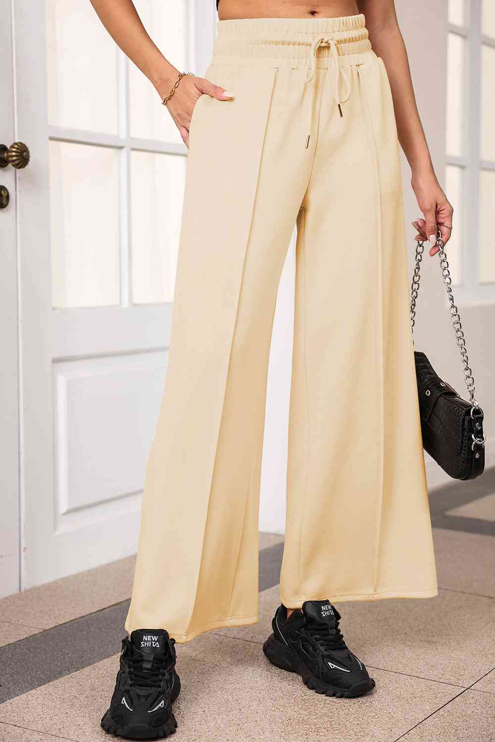 Drawstring Wide Leg Pants with Pockets BLUE ZONE PLANET