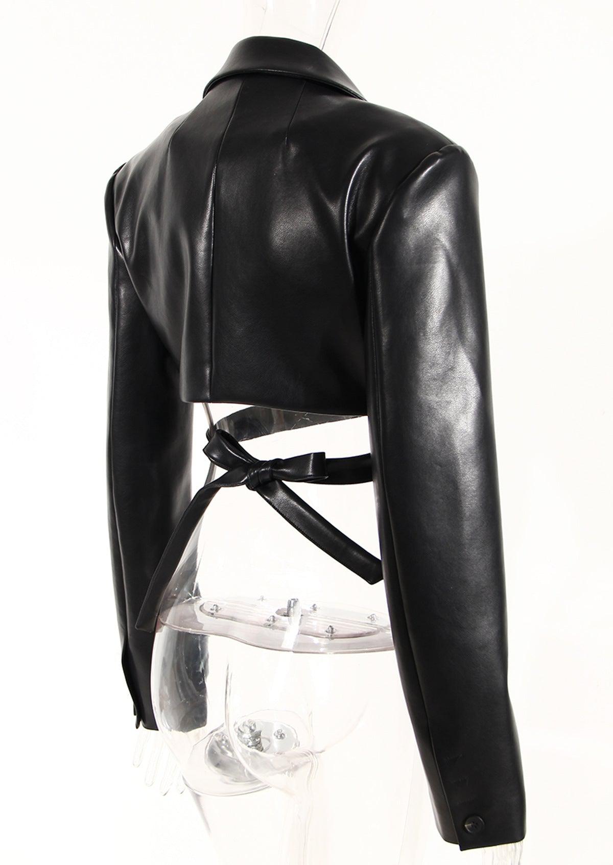 Dream Architect Queen Fan PU Leather Cropped Jacket iYoowe DropShipping