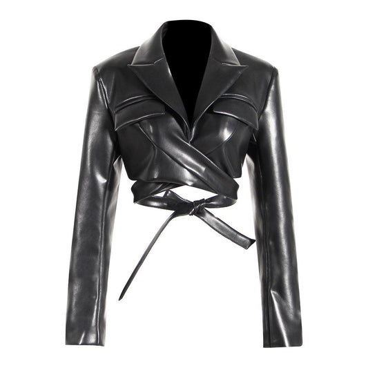 Dream Architect Queen Fan PU Leather Cropped Jacket iYoowe DropShipping