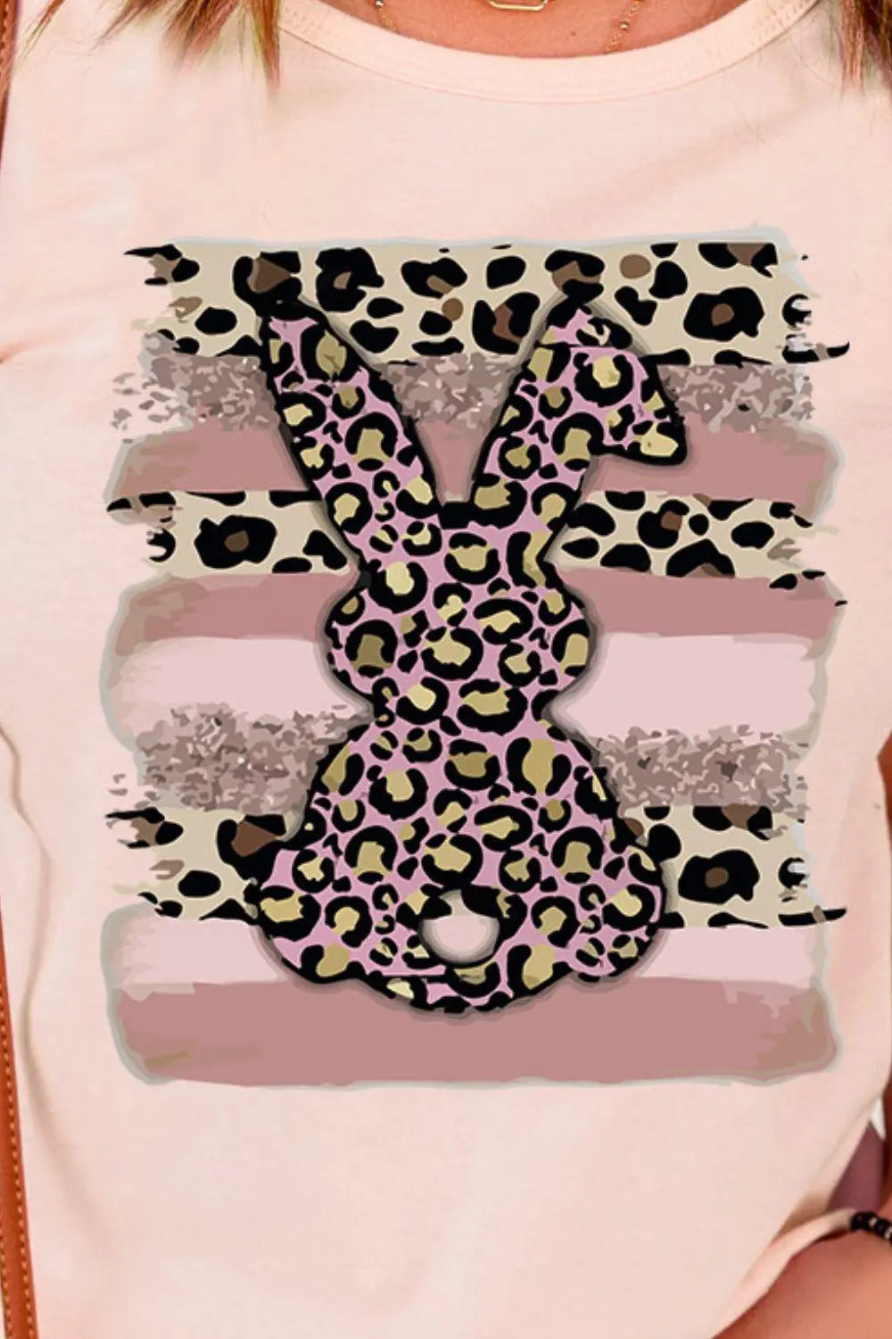 Easter Leopard Bunny Graphic T-Shirt BLUE ZONE PLANET