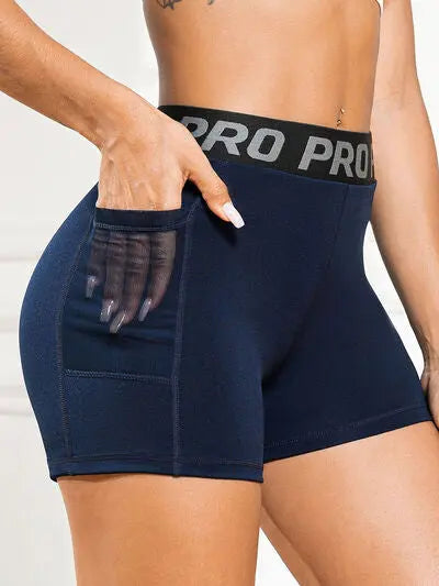 Elastic Waist Active Shorts with Pockets BLUE ZONE PLANET