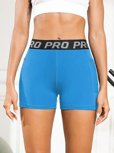 Elastic Waist Active Shorts with Pockets BLUE ZONE PLANET