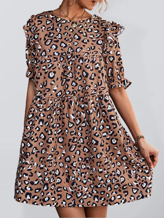 Elegant Vintage Leopard Print Dress kakaclo
