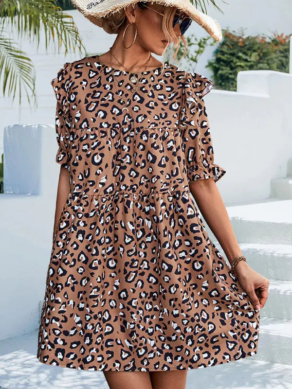 Elegant Vintage Leopard Print Dress kakaclo