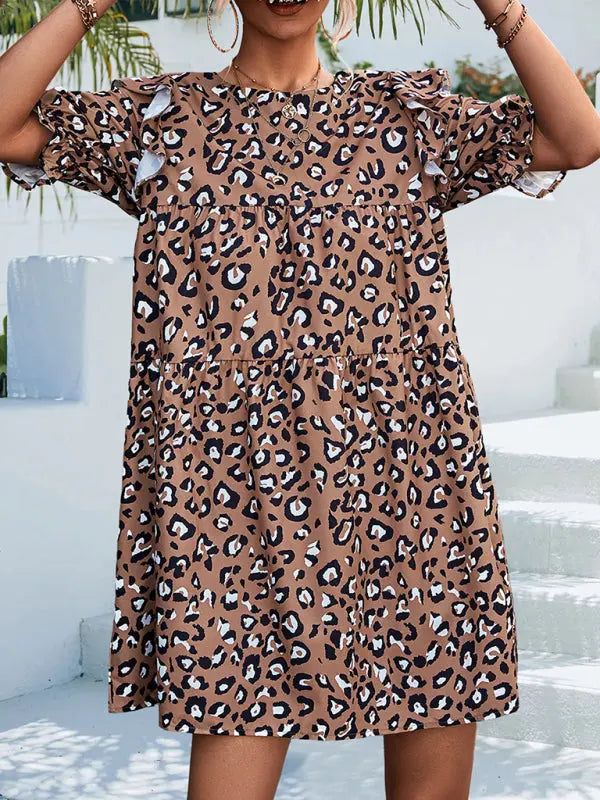 Elegant Vintage Leopard Print Dress kakaclo