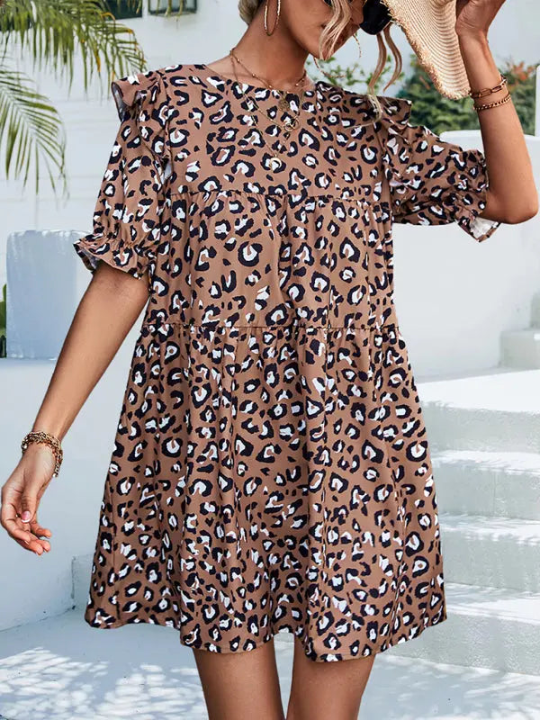 Elegant Vintage Leopard Print Dress kakaclo