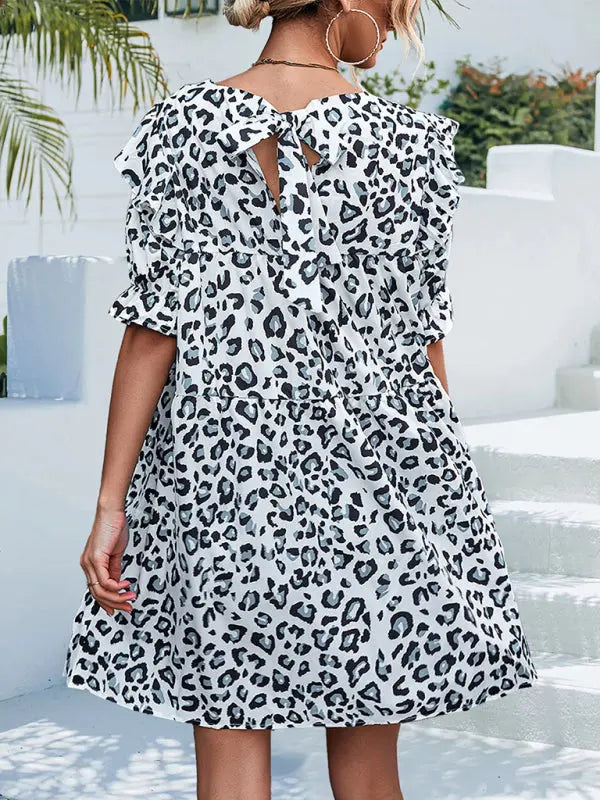 Elegant Vintage Leopard Print Dress kakaclo