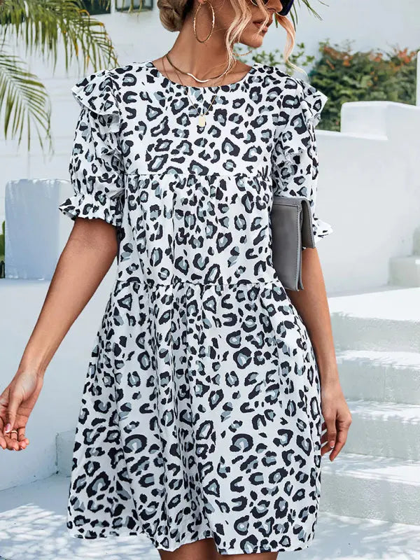 Elegant Vintage Leopard Print Dress kakaclo