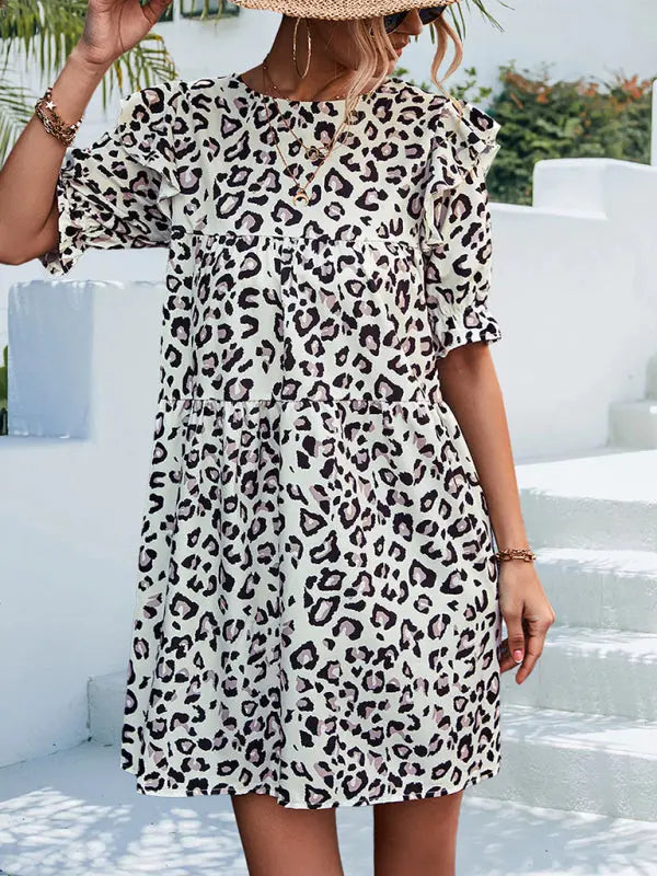 Elegant Vintage Leopard Print Dress kakaclo