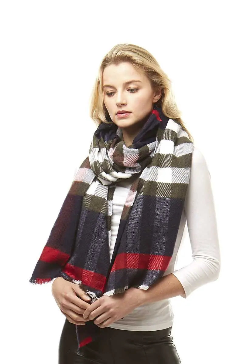 Erica Plaid Oblong Scarf Blue Zone Planet