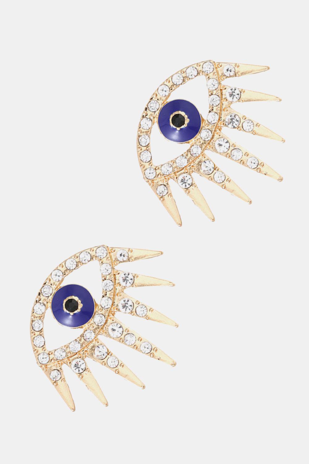 Evil Eye Rhinestone Dangle Earrings BLUE ZONE PLANET