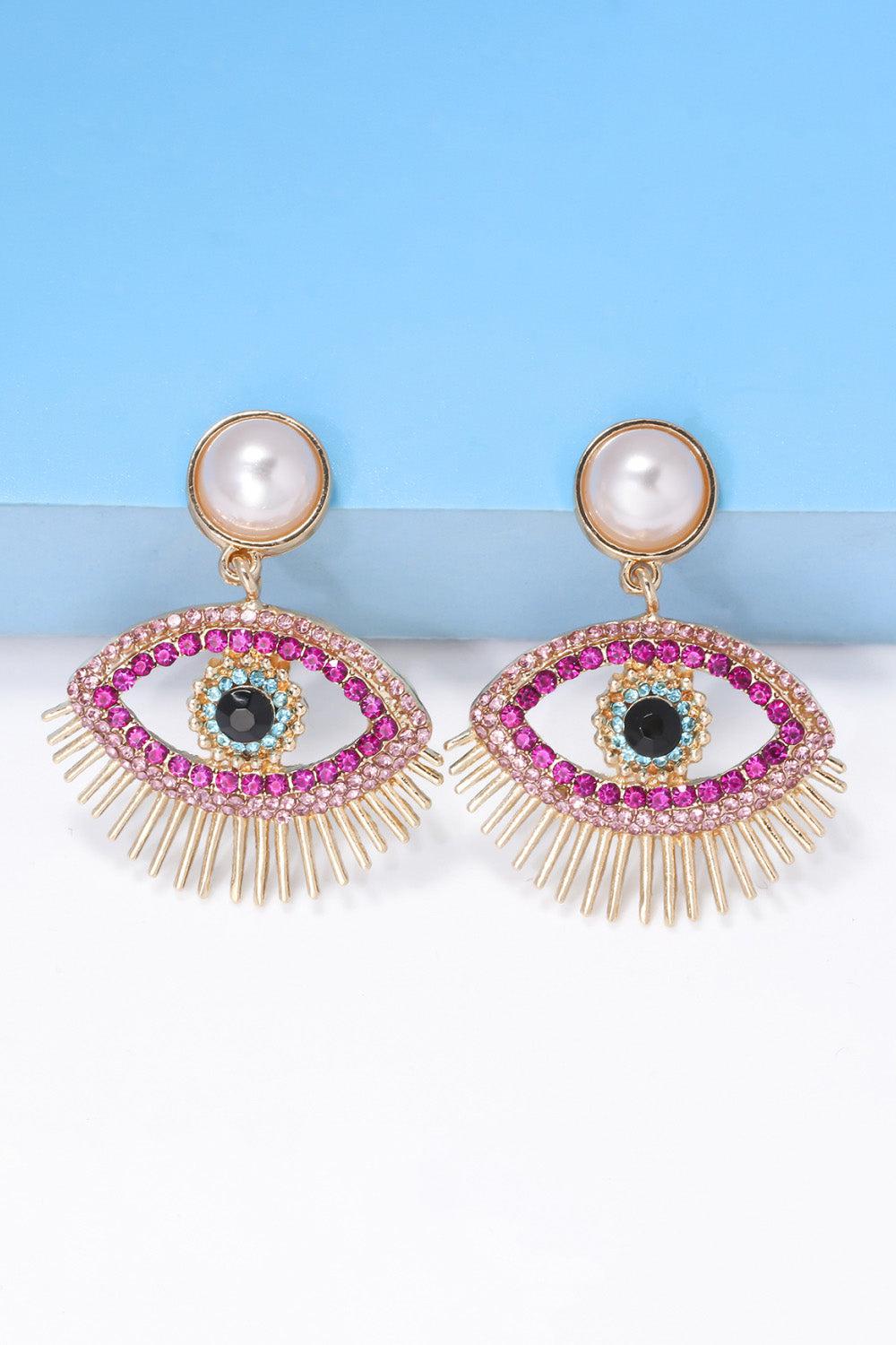 Evil Eye Shape Rhinestone Zinc Alloy Synthetic Dangle Earrings BLUE ZONE PLANET