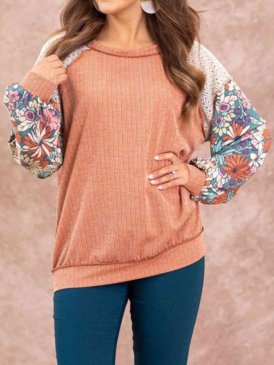 Exposed Seam Round Neck Blouse BLUE ZONE PLANET