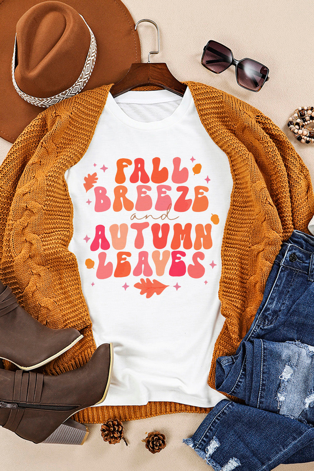 FALL BREEZE AUTUMN LEAVES Graphic T-Shirt BLUE ZONE PLANET