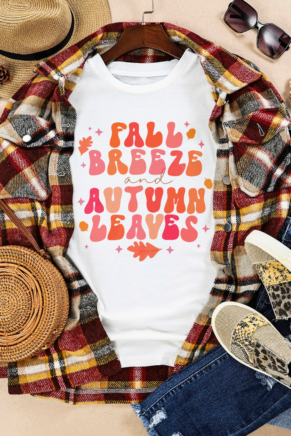 FALL BREEZE AUTUMN LEAVES Graphic T-Shirt BLUE ZONE PLANET