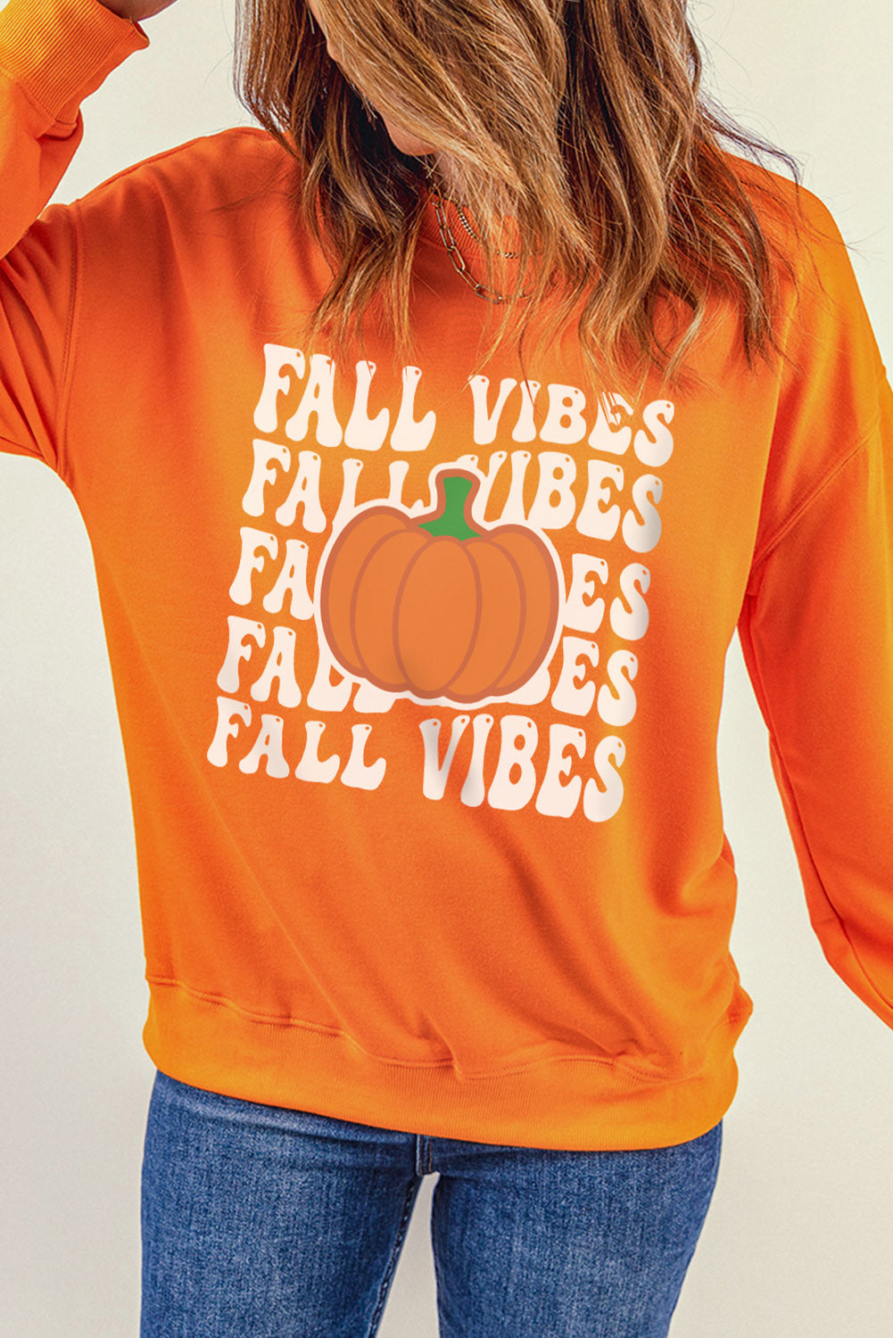 FALL VIBES Graphic Dropped Shoulder Sweatshirt BLUE ZONE PLANET