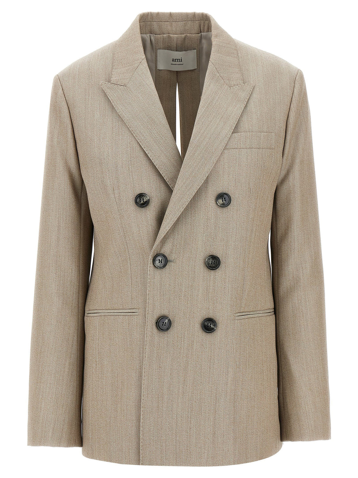 Ami Paris Maxi Split Blazer-Jackets-[Adult]-[Female]-36 FR-Beige-2022 Online Blue Zone Planet