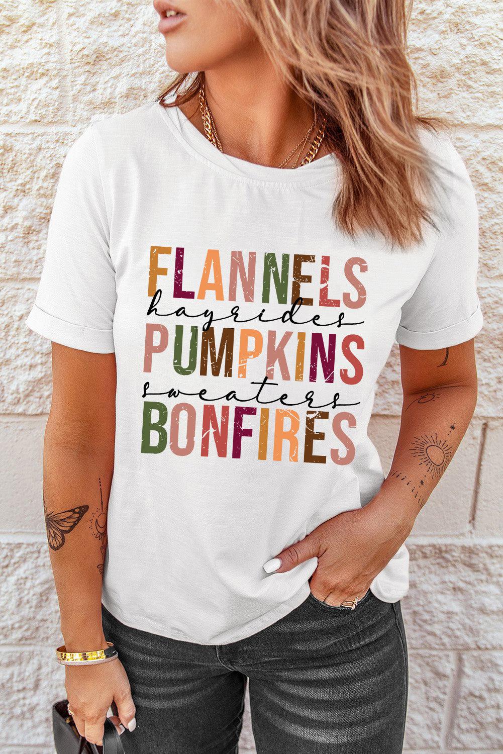 FLANNELS PUMPKINS BONFIRES Graphic Tee BLUE ZONE PLANET