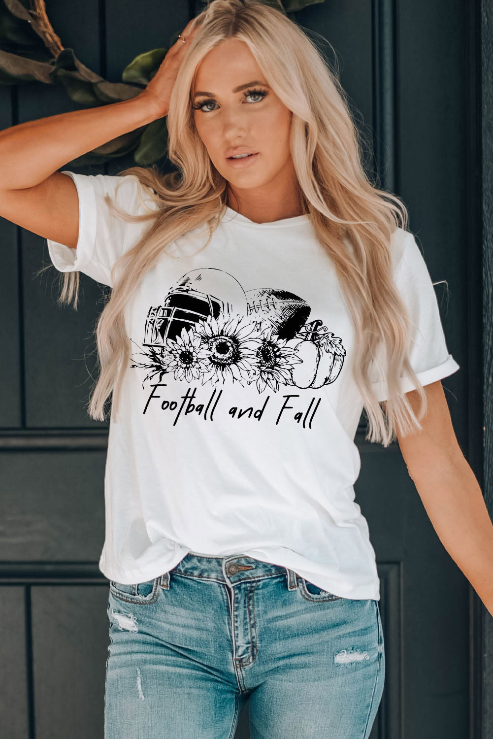 FOOTBALL AND FALL Graphic T-Shirt BLUE ZONE PLANET