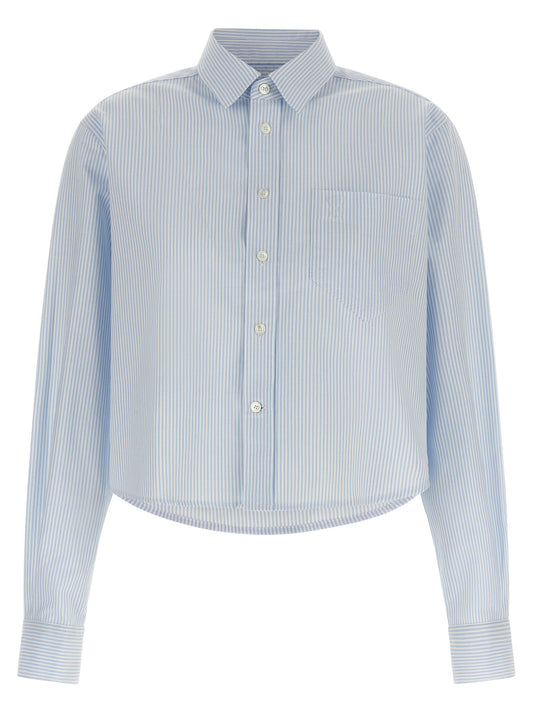 Ami Paris Ami De Coeur Cropped Shirt-Shirts-[Adult]-[Female]-38 FR-Light blue-2022 Online Blue Zone Planet