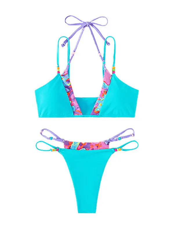Fashion Butterfly Style Contrast Color Bikini BLUE ZONE PLANET