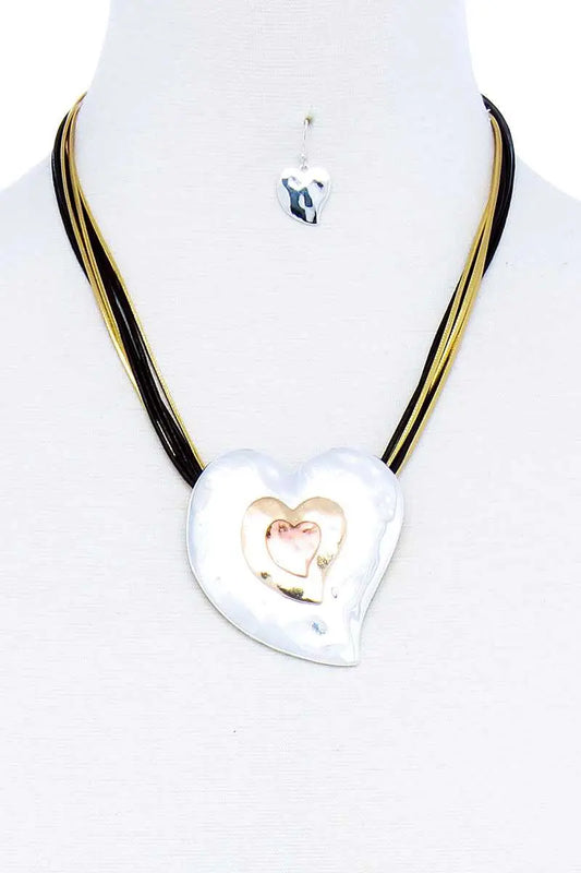 Fashion Triple Heart Pendant Necklace And Earring Set Blue Zone Planet