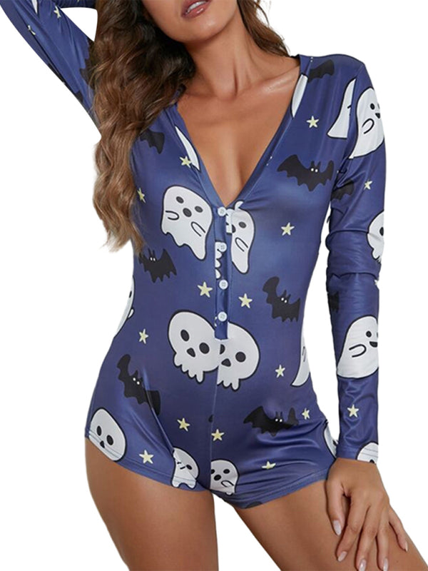 Fashion women's new Halloween one-piece pajamas BLUE ZONE PLANET