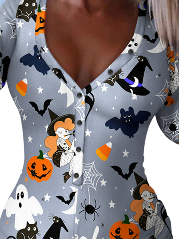 Fashion women's new Halloween one-piece pajamas BLUE ZONE PLANET