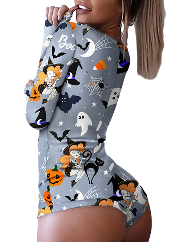 Fashion women's new Halloween one-piece pajamas BLUE ZONE PLANET