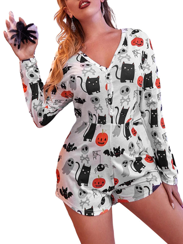 Fashion women's new Halloween one-piece pajamas BLUE ZONE PLANET