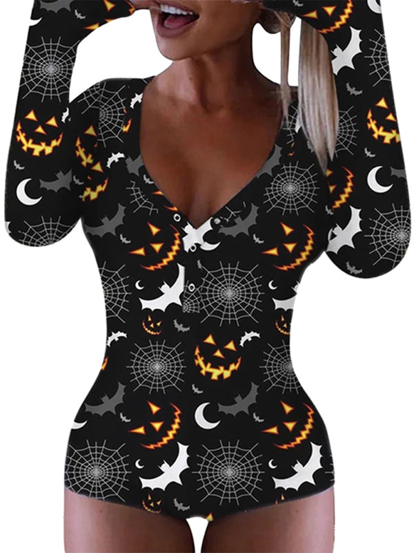 Fashion women's new Halloween one-piece pajamas BLUE ZONE PLANET