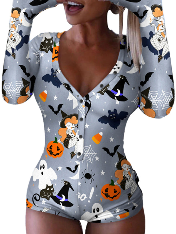 Fashion women's new Halloween one-piece pajamas BLUE ZONE PLANET