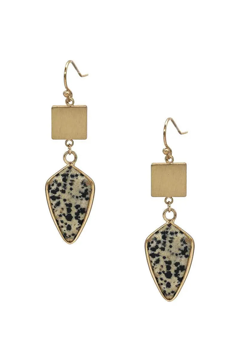 Flattery Gets You Everywhere Marbling Stone Dangle Earring Blue Zone Planet