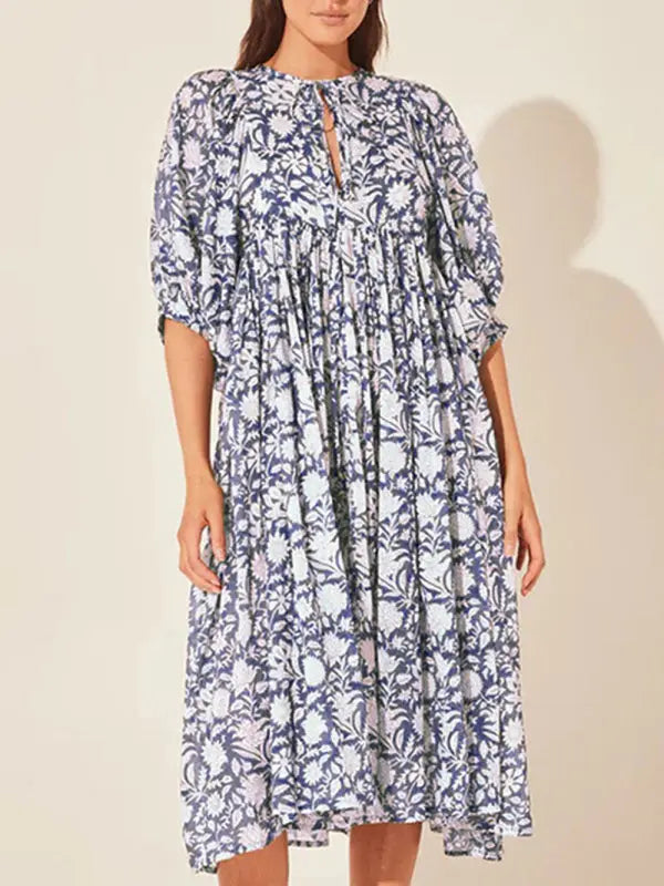 Floral Fashion Loose Long Sleeve Dress kakaclo