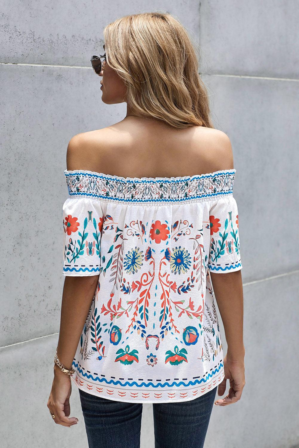 Floral Off-Shoulder Blouse BLUE ZONE PLANET