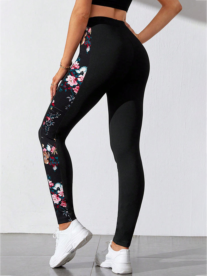 Floral Print Wide Waistband Pants BLUE ZONE PLANET