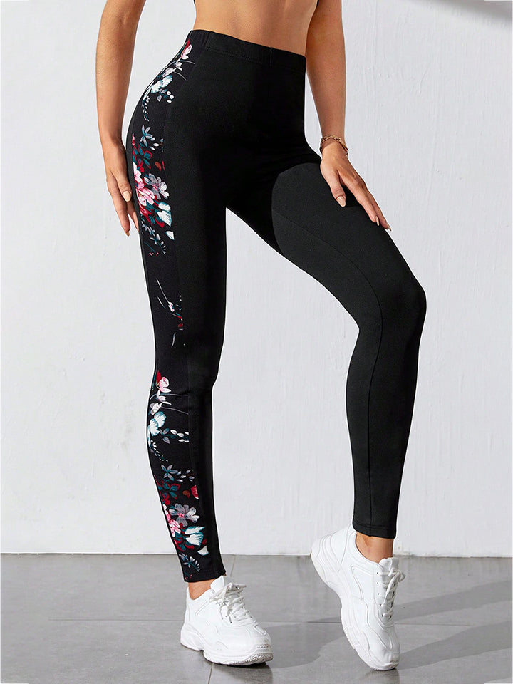 Floral Print Wide Waistband Pants BLUE ZONE PLANET