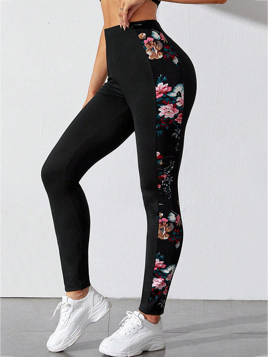 Floral Print Wide Waistband Pants BLUE ZONE PLANET