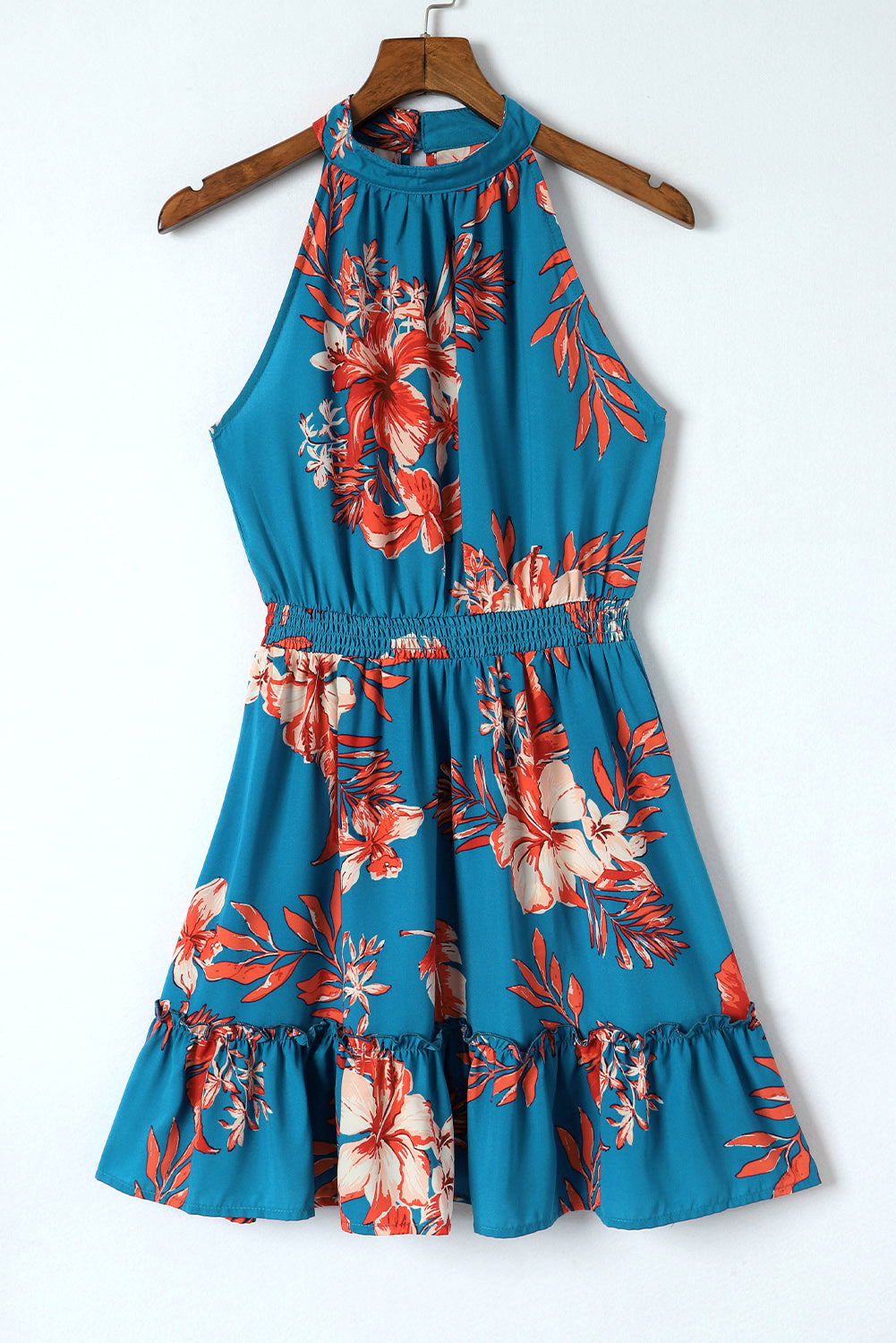 Floral Smocked Waist Sleeveless Dress BLUE ZONE PLANET