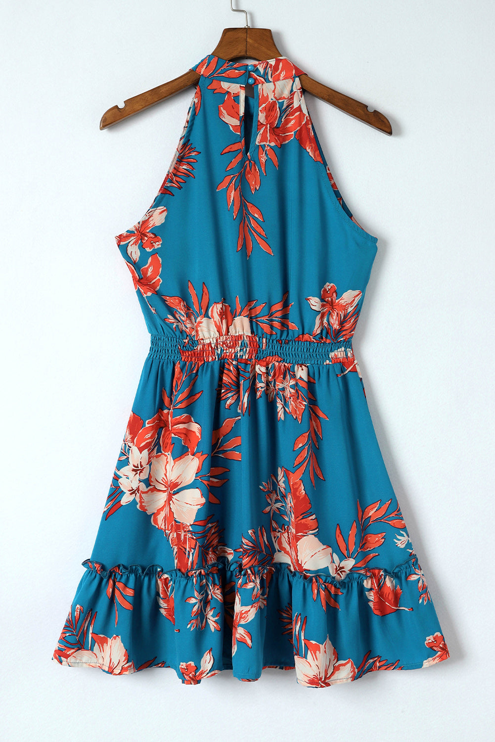 Floral Smocked Waist Sleeveless Dress BLUE ZONE PLANET