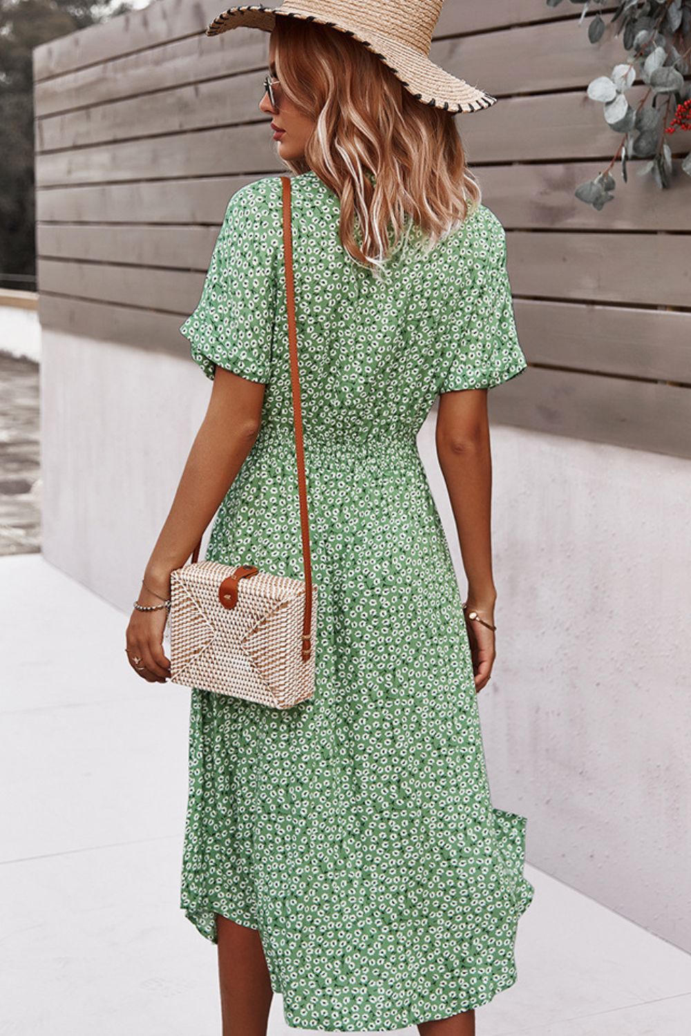 Floral Tie Front Slit Dress BLUE ZONE PLANET