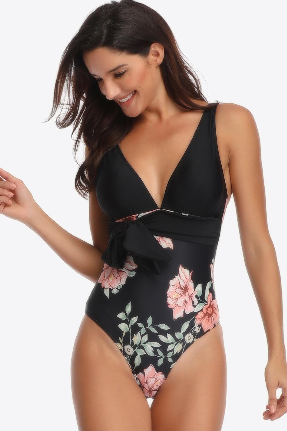 Floral Tied One-Piece Swimsuit BLUE ZONE PLANET
