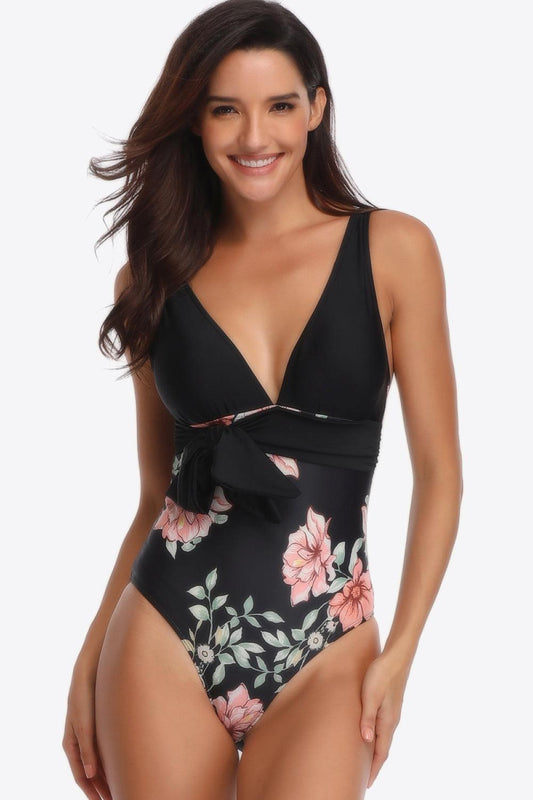 Floral Tied One-Piece Swimsuit BLUE ZONE PLANET