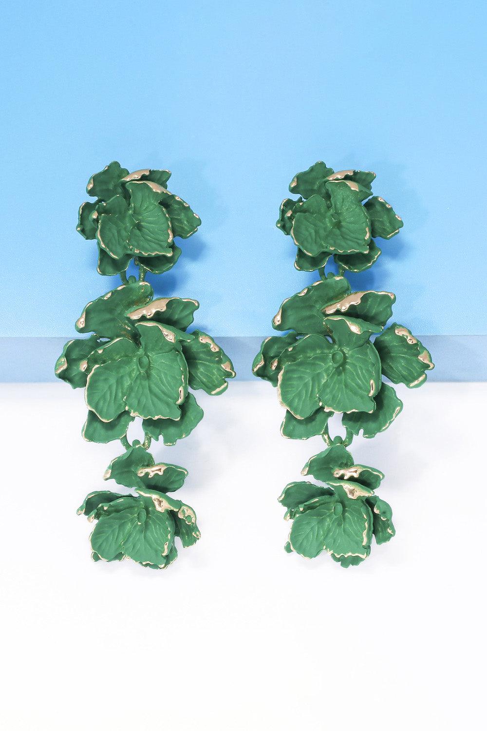 Flower Shape Zinc Alloy Dangle Earrings BLUE ZONE PLANET